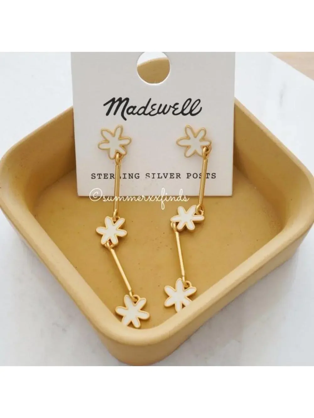 Madewell Enamel Blooms Linear Drop Earrings